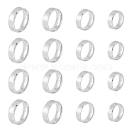 16Pcs 4 Size 201 Stainless Steel Plain Band Rings for Men Women, Matte Platinum Color, US Size 10 3/4~14(20.3~23mm), 4Pcs/size(RJEW-UN0002-45)