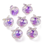 UV Plating Rainbow Iridescent Acrylic Beads, Two Tone Bead in Bead, Peach, Medium Purple, 18x17.5x16mm, Hole: 3.5mm(OACR-F004-02E)