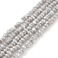 Electroplated Shell Pearl Beads Strands, Nuggets, Gray, 4~6x6~10x4~6mm, Hole: 1mm, about 88pcs/strand, 16.10 inch(40.9cm)(BSHE-C006-06C)