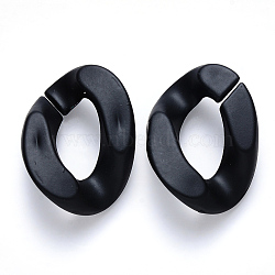 Opaque Spray Painted Acrylic Linking Rings, Quick Link Connectors, for Curb Chains Making, Twist, Black, 30x21x6mm, Inner Diameter: 16x8mm(OACR-S036-001B-I07)