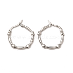 Non-Tarnish 304 Stainless Steel Heart Hoop Earrings for Women, Stainless Steel Color, 29.5x25x2mm, Pin: 0.8~1.4x0.7mm(EJEW-P219-15P)