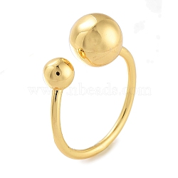 Round Rack Plating Brass Open Cuff Rings for Women, Long-Lasting Plated, Lead Free & Cadmium Free, Golden, Inner Diameter: 17.5mm(RJEW-Z059-28G)