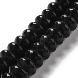 Handmade Pearlized Porcelain Beads, Flat Round, Black, 12x7mm, Hole: 1.6mm, about 45pcs/strand, 12.40''(31.5cm)(PORC-E017-02A)