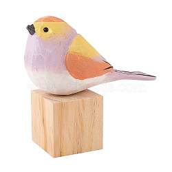 Wooden Pink Sparrows and Block Ornaments, for Home Desk Display Decorations, Colorful, 116.5x40x57.5mm(JX691A)