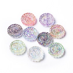 Transparent Acrylic Beads, AB Color Plated, Flat Round, Mixed Color, 22.5x22.5x5mm, Hole: 2.1mm(X-TACR-K004-03)