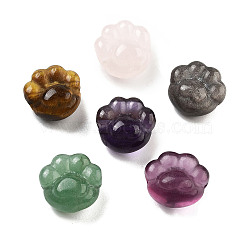 Natural Mixed Gemstone Carved Beads, Paw Print, 15~15.5x15x9mm, Hole: 1.5mm(G-H007-02)