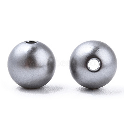 Spray Painted ABS Plastic Imitation Pearl Beads, Round, Silver, 8x9.5mm, Hole: 1.8mm, about 2080 pcs/500g(OACR-T015-05B-02)