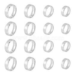 16Pcs 4 Size 201 Stainless Steel Plain Band Rings for Men Women, Matte Stainless Steel Color, US Size 10 3/4~14(20.3~23mm), 4Pcs/size(RJEW-UN0002-45)