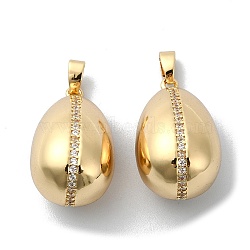 Brass Micro Pave Cubic Zirconia Pendants, Long-Lasting Plated, Teardrop, Golden, 24x13.5x13mm, Hole: 4x3mm(KK-D094-01G)