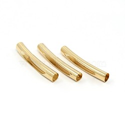 Hollow Brass Curved Tube Beads, Curved Tube Noodle Beads, Golden, 33x5mm, Hole: 4.5mm(X-KK-O031-02)