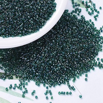 MIYUKI Delica Beads, Cylinder, Japanese Seed Beads, 11/0, (DB0275) Lined Emerald Luster, 1.3x1.6mm, Hole: 0.8mm, about 10000pcs/bag, 50g/bag