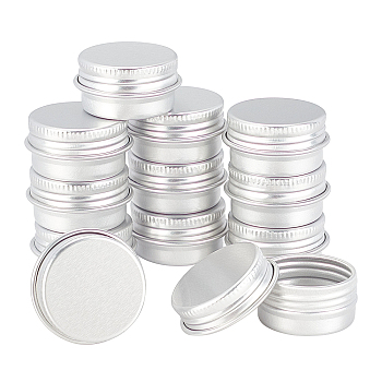 Round Aluminium Tin Cans, Aluminium Jar, Storage Containers for Cosmetic, Candles, Candies, with Screw Top Lid, Platinum, 2.85x1.6cm, Inner Diameter: 22mm, Capacity: 5ml.