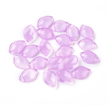 Imitation Jade Glass Pendants, Petal, Purple, 19x13x4.5mm, Hole: 1mm
