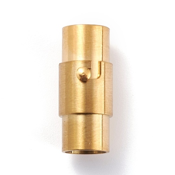Ion Plating(IP) 304 Stainless Steel Locking Tube Magnetic Clasps, Column, Real 18k Gold Plated, 18.5x9x8mm, Hole: 6mm