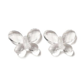 Transparent Acrylic Beads, Faceted Butterfly, Clear, 13.5x17x4.5mm, Hole: 1.6mm, about 1136pcs/500g