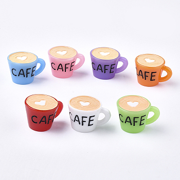 Resin Pendants, Coffee Cup, Mixed Color, 20x31.5x24.5mm, Hole: 4x6.5mm