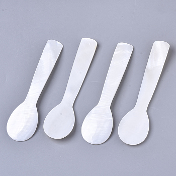 Natural Freshwater Shell Spoons, Mother of Pearl Caviar Spoons, Seashell Color, 91x23x3mm