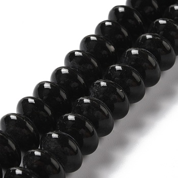 Handmade Pearlized Porcelain Beads, Flat Round, Black, 12x7mm, Hole: 1.6mm, about 45pcs/strand, 12.40''(31.5cm)