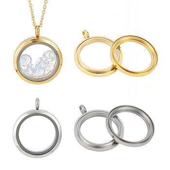 DIY Blank Dome 304 Stainless Steel Locket Pendant Necklace Making Kit, Golden & Stainless Steel Color, 17.7 inch(45cm)