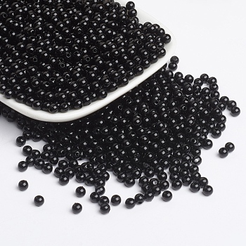 Opaque Acrylic Beads, Round, Black, Size: about 4mm in diameter, hole: 1mm, about 14000pcs/500g