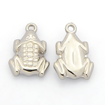 CCB Plastic Pendants, Frog, Platinum, 24x17x5mm, Hole: 2mm
