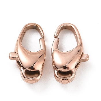 Ion Plating(IP) 304 Stainless Steel Lobster Claw Clasps, Rose Gold, 15x8x4.5mm, Hole: 1mm.