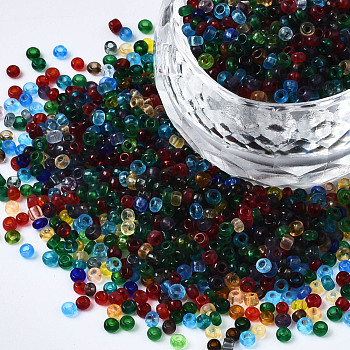 Glass Round Seed Beads, Transparent Colours, Round Hole, Colorful, 2~2.5x1.5~2mm, Hole: 0.8mm, about 450g/pound