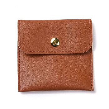 PU Imitation Leather Jewelry Storage Bags, with Golden Tone Snap Buttons, Square, Sienna, 7.9x8x0.75cm