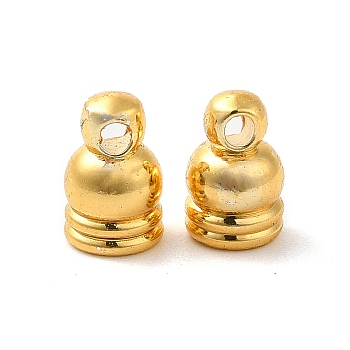 Rack Plating Brass Cord Ends, End Caps, Lead Free & Cadmium Free Free, Long-Lasting Plated, Real 18K Gold Plated, 7x4x4mm, Hole: 1.2mm