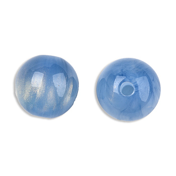 Resin Beads, Imitation Cat Eye, Round, Cornflower Blue, 12mm, Hole: 1.6~1.8mm