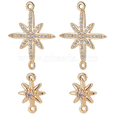 Real 18K Gold Plated Clear Star Brass+Cubic Zirconia Links