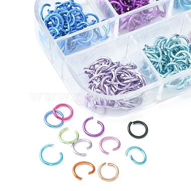 600шт. 12 наборы колец из алюминиевой проволоки разных цветов(DIY-FS0004-14)-4
