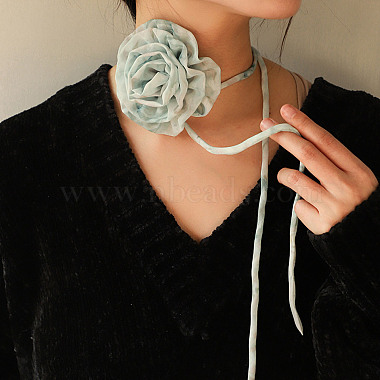 Light Blue Flower Cloth Necklaces
