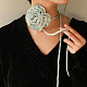 Flower Pattern Fabric Rose Tie Choker Necklaces for Women(NJEW-Z022-01G)-1