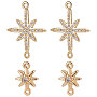 Real 18K Gold Plated Clear Star Brass+Cubic Zirconia Links(KK-BBC0003-06)