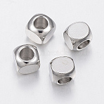 Tarnish Resistant 304 Stainless Steel Beads, Cube, Stainless Steel Color, 5x5x5mm, Hole: 3mm(STAS-H426-02-5MM)
