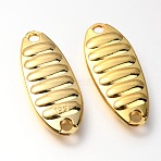 Zinc Alloy Fishing Lures, Fishing Attractor Spinner Blades, for Hard Lures Worm Spinner Baits Spoons Rigs Making, Oval, Golden, 41~45x17x6mm, Hole: 3mm(FIND-WH0066-43D-G)