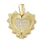 Brass Micro Pave Cubic Zirconia Pendants, Real 16K Gold Plated, Heart, 23.5x20x3mm, Hole: 5.5x2mm(KK-L257-08G-01)