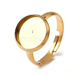 304 Stainless Steel Adjustable Ring Components, Round Pad Ring Settings, Ion Plating(IP), Real 18K Gold Plated, Tray: 12mm, 14mm, Inner Diameter: 19mm(STAS-D374-01G-04)