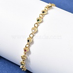 Brass Micro Pave Cubic Zirconia Link Bracelets, Cable Chain Bracelets for Women, Heart, Rack Plating, Long-Lasting Plated, Cadmium Free & Lead Free, Real 18K Gold Plated, 7.48 inch(19cm)(BJEW-H639-10G)