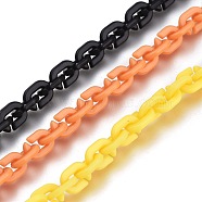 Handmade Opaque Acrylic Cable Chains, Unwelded, Mixed Color, 39.37 inch(100cm), Link: 9x6.5x1.7mm, 1m/strand(AJEW-JB00768)