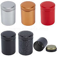 CRASPIRE 10Pcs 5 Colors Tinplate Tea Sealed Storage Box with Lid, Metal Round Tea Canisters, Mixed Color, 6.4x4.5cm, 2pcs/color(CON-CP0001-009)