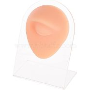 Soft Silicone Eye Flexible Model Body Part Displays with Acrylic Stands, Jewelry Display Teaching Tools for Piercing Suture Acupuncture Practice, Saddle Brown, Stand: 5.05x8x10.5cm, Silicone Eye: 74x62x31mm(ODIS-WH0002-24)