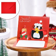 Christmas Paper Congratulation Card, Memorial Stamp Card, with Envelope, Rectangle, Penguin, 159x100x0.5mm(DIY-B080-01)