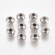 Alloy European Beads, Large Hole Beads, Rondelle, Antique Silver, 10x7mm, Hole: 4mm(X-MPDL-WH0001-02AS)