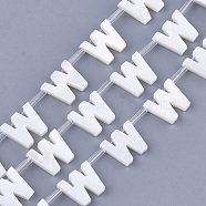 Natural Freshwater Shell Beads, Top Drilled Beads, White, Letter.W, 10x11.5x3mm, Hole: 0.8mm(SHEL-T012-59W)