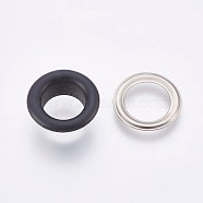 Iron Grommet Eyelet Findings, for Bag Making, Flat Round, Platinum, Black, Eyelet: 13.5x5mm, Inner Diameter: 8mm, Pad: 13x0.5mm(IFIN-WH0023-B08)