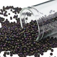 TOHO Round Seed Beads, Japanese Seed Beads, (85F) Frost Metallic Iris Purple, 11/0, 2.2mm, Hole: 0.8mm, about 1110pcs/10g(X-SEED-TR11-0085F)