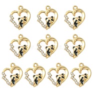 Alloy Enamel Pendants, with Crystal Rhinestone, Heart & Panda Charm, Light Gold, 20x17x3mm, Hole: 1.6mm(FIND-YW0002-15)