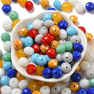 Glass Beads, Faceted, Rondelle, Mixed Color, 10x8mm, Hole: 1mm, about 67pcs/60g(EGLA-A034-SM10mm-33)